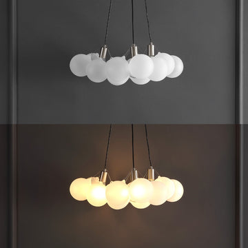 Aubrey 24" 3-Light Mid-Century Glam Frosted Glass Orb LED Chandelier - JONATHAN Y